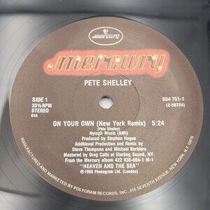 Pete Shelley On Your Own 12in Vinyl Record  Single 1986 Mercury 884 751-1